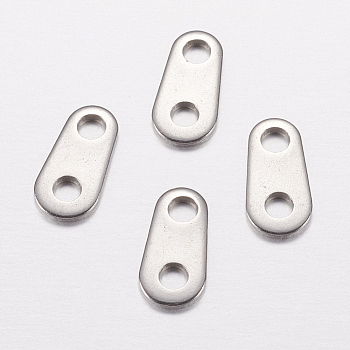 201 Stainless Steel Chain Tabs, Chain Extender Connectors, Oval, Stainless Steel Color, 10x5x0.7mm, Hole: 2mm