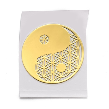 Self Adhesive Brass Stickers, Scrapbooking Stickers, for Epoxy Resin Crafts, Tai Ji, Golden, 3.45x0.05cm