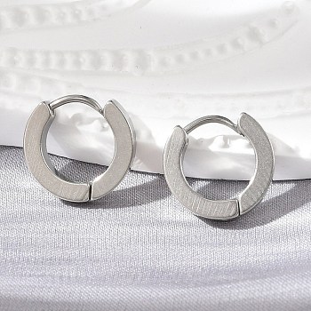 Tarnish Resistant 202 Stainless Steel Huggie Hoop Earrings, Hypoallergenic Earrings, with 316 Stainless Steel Pin, Thick Hoop Earrings, Ring Shape, Stainless Steel Color, 13x14x3mm, Pin: 1mm