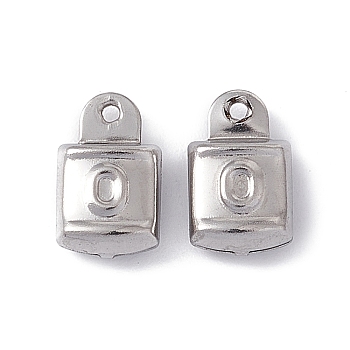 304 Stainless Steel Charms, Lock Charms, Stainless Steel Color, 11.5x7x4mm, Hole: 1mm