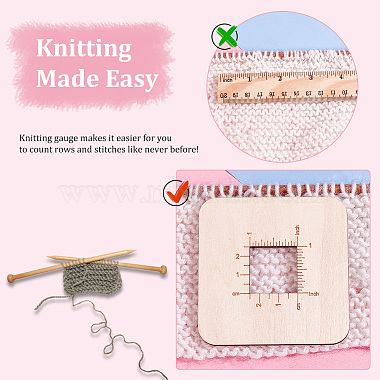 Elite 4Pcs 2 Style Wood Knitting Needle Gauge(WOOD-PH0009-55)-4
