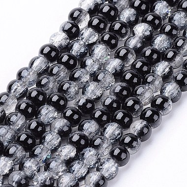 4mm Black Round Crackle Glass Beads
