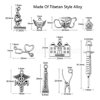 100 個 10 スタイルの歯科医テーマのチベットスタイルの合金ペンダント(TIBEP-CJ0001-81)-2