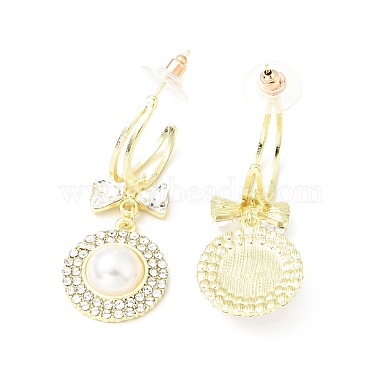 Crystal Rhinestone Dangle Stud Earrings with Imitation Pearl(EJEW-C037-02B-LG)-2