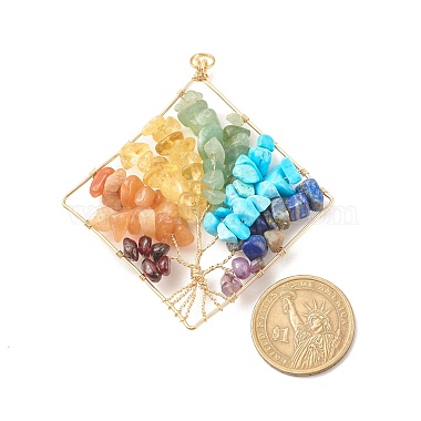 Chakra Natural & Synthetic Gemstone Copper Wire Wrapped Big Pendants(PALLOY-JF01613)-2