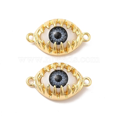 Evil Eye Resin Brass Connector Charms(RESI-E026-01G-M)-3
