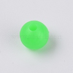 Plastic Luminous Glow Fishing Beads, Round Beads Fishing Lures, Fishing Tackle Tools, Lawn Green, 9.5mm, Hole: 2.5mm, 100pcs/bag(FIND-WH0075-39F)