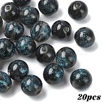 20Pcs Round Imitation Cat Eye Resin Beads, with Glitter Powder, Midnight Blue, 8mm, Hole: 1.6~1.8mm(RESI-YW0004-43D)