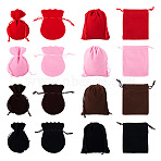 24Pcs 8 Styles Gourd & Rectangle Velvet Drawstring Packing Bags, Mixed Color, 12x9~10cm, 3pcs/style(TP-TA0001-07A)