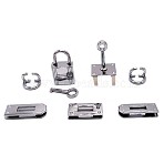 Alloy Bag Lock Clasp Sets, Purse Closure Hardware, with Iron Gasket, Mixed Shapes, Platinum, 1.45~4.3x1.2~2.3x0.07~1.9cm(FIND-WH0033-19P)