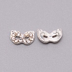 Alloy Bowknot Cabochons, with Rhinestone, for Nail Art Decoration Accessories, Clear, 5x8x2mm(MRMJ-WH078-09A)