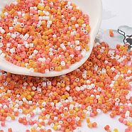 Baking Paint Glass Seed Beads, Cylinder, Light Salmon, 2x1.5mm, Hole: 1mm, about 5599pcs/50g(X-SEED-S042-05B-45)