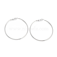 Ring 304 Stainless Steel Hoop Earrings for Women Men, Stainless Steel Color, 12 Gauge, 60.5x2mm, Pin: 0.6mm(EJEW-B049-02G-P)