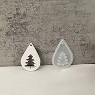 DIY Silicone Pendant Molds, Resin Casting Molds, for UV Resin, Epoxy Resin Jewelry Making, Teardrop, For Christmas, White, Christmas Tree, 82.5x59x8mm, Hole: 2mm(DIY-A051-01E)