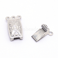 Stainless Steel Box Clasps, Multi-Strand Clasps, 3-Strands, 6 Holes, Rectangle, Stainless Steel Color, 10x20.5x5mm, Hole: 1mm(STAS-WH0009-07P)