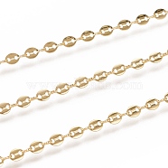 3.28 Feet Brass Link Chains, Coffee Bean Chains, Soldered, Long-Lasting Plated, Oval, Golden, 7x4x0.6mm(X-CHC-I034-03G)
