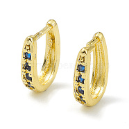 Rack Plating Brass Pave Cubic Zirconia Snap on Bails, Cadmium Free & Lead Free, Real 18K Gold Plated, Medium Blue, 11.5x9.5x2.5mm, Pin: 0.9mm(KK-G464-11G-01)