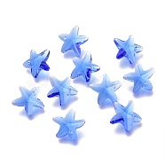 Faceted Glass Charms, Starfish, Blue, 14x15x7mm, Hole: 1.4mm(GLAA-H101-A-03)