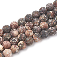 Natural Red Leopard Skin Jasper Beads Strands, Frosted, Round, 6mm, Hole: 1mm, about 63pcs/strand, 15.5 inch(X-G-T106-106)
