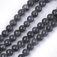 Natural Black Labradorite Beads Strands, Grade A, Round, 6mm, Hole: 0.8mm, about 62~65pcs/strand, 15.3 inch(G-S333-6mm-021A)