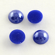 Pearlized Plated Opaque Glass Cabochons, Half Round/Dome, Blue, 11.5x5mm(PORC-S801-12mm-21)