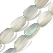 Electroplate Glass Beads Strands, Frosted, Oval, Dark Sea Green, 14x9x4.5mm, Hole: 1mm, about 50pcs/strand, 27.17 inch(69cm)(EGLA-C009-01B-HR01)