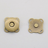 Alloy Magnetic Buttons Snap Magnet Fastener, Flower, for Cloth & Purse Makings, Antique Bronze, 18mm 2pcs/set(X-PURS-PW0005-066B-AB)
