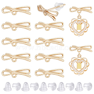 10Pcs Brass Bowknot Stud Earring Findings, with Horizontal Loops, with 30Pcs Plastic Ear Nuts, Real 18K Gold Plated, 4.3x13.5mm, Hole: 1mm, Pin: 0.7mm(KK-BC0011-06)