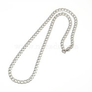 304 Stainless Steel Curb Chain/Twisted Chain Necklace Making, with Lobster Claw Clasps, Stainless Steel Color, 19 inch~20 inch(48.3~50.8cm), 5.5mm(X-STAS-A028-N122P)