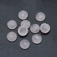 Natural Rose Quartz Cabochons, Faceted, Flat Round, 7.5x3.5~4mm(G-G795-07-06)