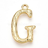 Brass Pendants, Letter Charms, Letter G, 23x13x3mm, Hole: 1.6mm(KK-N254-218G-G)