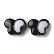 Two-tone Acrylic Beads, Butterfly, White, Black, 13.5x17.5x9.5mm, Hole: 2.5mm, 342pc/500g(OACR-U003-17)