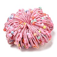 Colorful Nylon Elastic Hair Ties for Girls Kids, with Plastic Beads, Pink, 2mm, Inner Diameter: 32mm(MRMJ-P017-01B)