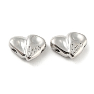Rack Plating Alloy Beads,  Lead Free & Cadmium Free & Nickel Free, Heart with Word Love, Platinum, 13.5x18x6mm, Hole: 2mm and 2x3mm(PALLOY-Z022-02P)
