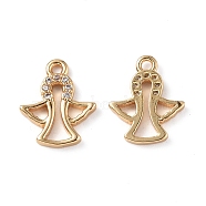 Brass Micro Pave Clear Cubic Zirconia Charms, Angel, Real 18K Gold Plated, 12x10x1.5mm, Hole: 1mm(KK-E068-VF260)