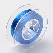 Japanese Eco-Friendly Dyed Flat Elastic Crystal String, Elastic Beading Thread, for Stretch Bracelet Making, Flat, Blue, 0.6mm, about 60m/roll(65.62yards/roll)(EW-F005-0.6mm-05)