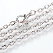 Iron Cable Chains Necklace Making, with Lobster Clasps, Unwelded, Platinum, 17.7 inch(45cm)(MAK-R013-45cm-P)