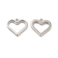 304 Stainless Steel Pendant Cabochons Settings, Heart, Stainless Steel Color, Tray: 8x12mm, 12.5x14.5x1.8mm, Hole: 1mm(STAS-F284-36P)