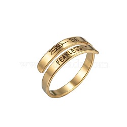 201 Stainless Steel Finger Rings, Word Be Fearless, Golden, Inner Diameter: 20mm(FS-WGA0219-08)
