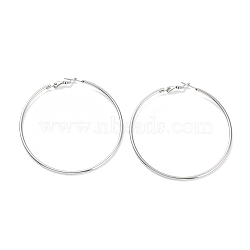 Non-Tarnish Ring 304 Stainless Steel Hoop Earrings for Women Men, Stainless Steel Color, 12 Gauge, 60.5x2mm, Pin: 0.6mm(EJEW-B049-02G-P)