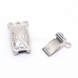 Stainless Steel Box Clasps, Multi-Strand Clasps, 3-Strands, 6 Holes, Rectangle, Stainless Steel Color, 10x20.5x5mm, Hole: 1mm(STAS-WH0009-07P)