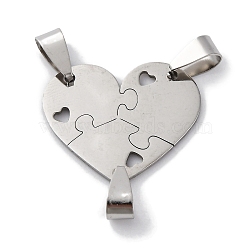 201 Stainless Steel Connector Charms, Heart, Stainless Steel Color, 22.5x26.5x1mm, Hole: 6.5x4mm(STAS-Q342-07P)