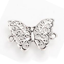 Tibetan Style Alloy Links connectors, Butterfly, Cadmium Free & Lead Free, Antique Silver, 20x14x2mm, Hole: 1.5mm, about 1510pcs/1000g(TIBE-Q066-03AS-RS)