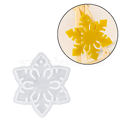 Christmas Theme DIY Silicone Pendant Molds, Resin Casting Molds, White, Snowflake, 98x85x6mm, Hole: 5mm(SIMO-G007-01D)