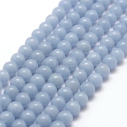 Natural Angelite Beads Strands, Anhydrite Beads, Round, Light Steel Blue, 6mm, Hole: 1mm, about 65pcs/strand, 15.7 inch(X-G-P217-31-6mm)