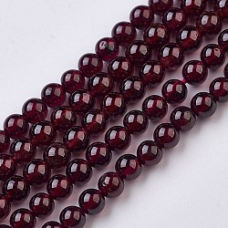 Natural Garnet Beads Strands, Round, 4mm, Hole: 0.5mm, about 98pcs/strand, 15.5 inch(39.5cm)(G-J376-37-4mm)