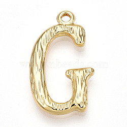 Brass Pendants, Letter A~Z, Letter G, 23x13x3mm, Hole: 1.6mm(KK-N254-218G-G)