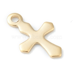 304 Stainless Steel Tiny Cross Charms, Laser Cut, Golden, 9x6x0.4mm, Hole: 0.9mm(STAS-H149-01G)