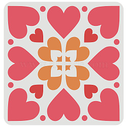 Plastic Reusable Drawing Painting Stencils Templates, for Painting on Scrapbook Fabric Tiles Floor Furniture Wood, Square, Heart Pattern, 300x300mm(DIY-WH0172-981)