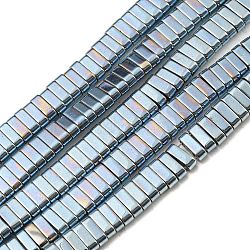Electroplated Non-magnetic Synthetic Hematite Beads Strands, Rectangle, 2-Hole, Sky Blue, 6x2x3mm, Hole: 1.2mm, about 198pcs/strand, 16.02 inch(40.7cm)(G-C106-B02-03A)